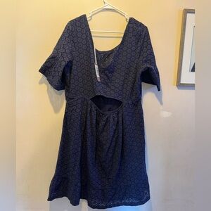 Eyelet Cutout Navy Women's Dress maternity and nursing
